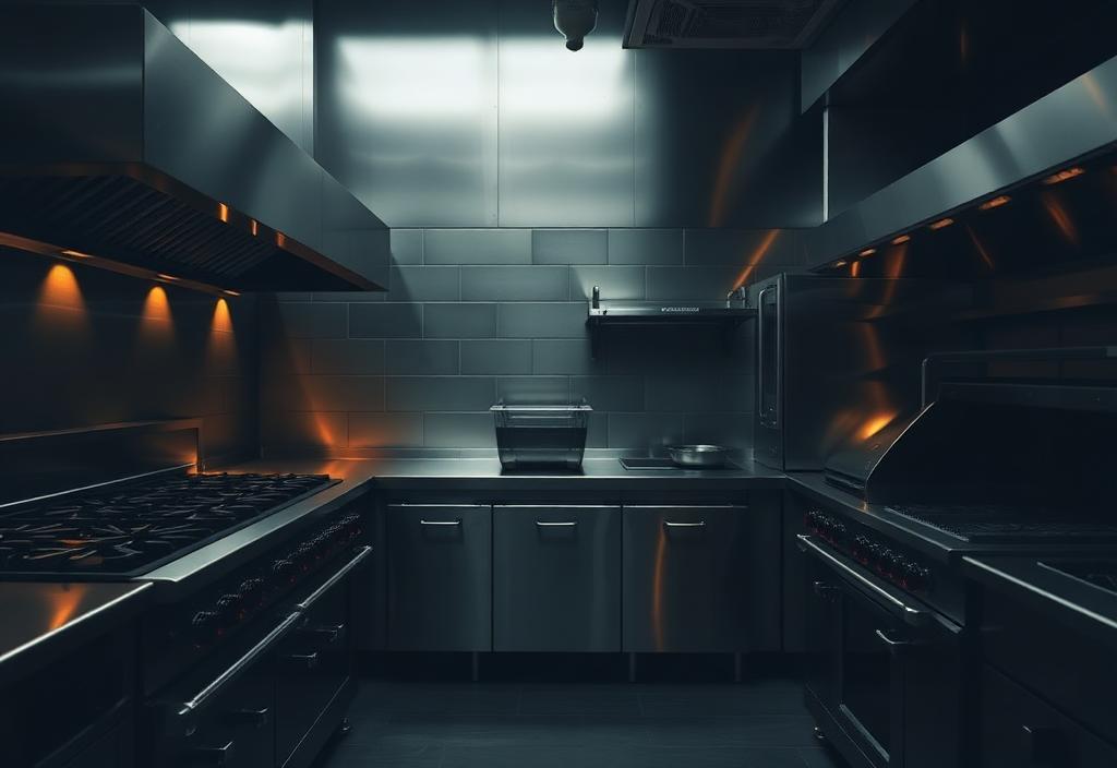 Commercial cookline with six-burner range, combi oven and chargrill